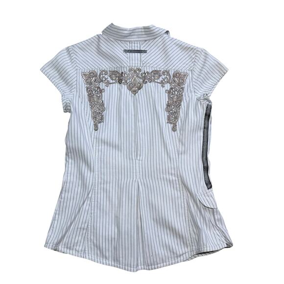 3J Workshop Johnny Was Button Front Embroidered Cargo Pocket Shirt Small - Picture 6 of 13